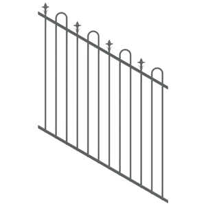 ProtectorAl 0350-1200W x 1200H Monument Loop & Spear Top Pool Fence Panel Raked 16-30º