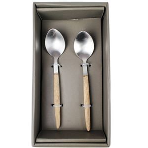 Steel And Acacia Wood Serving Spoon - 2 Piece Set
