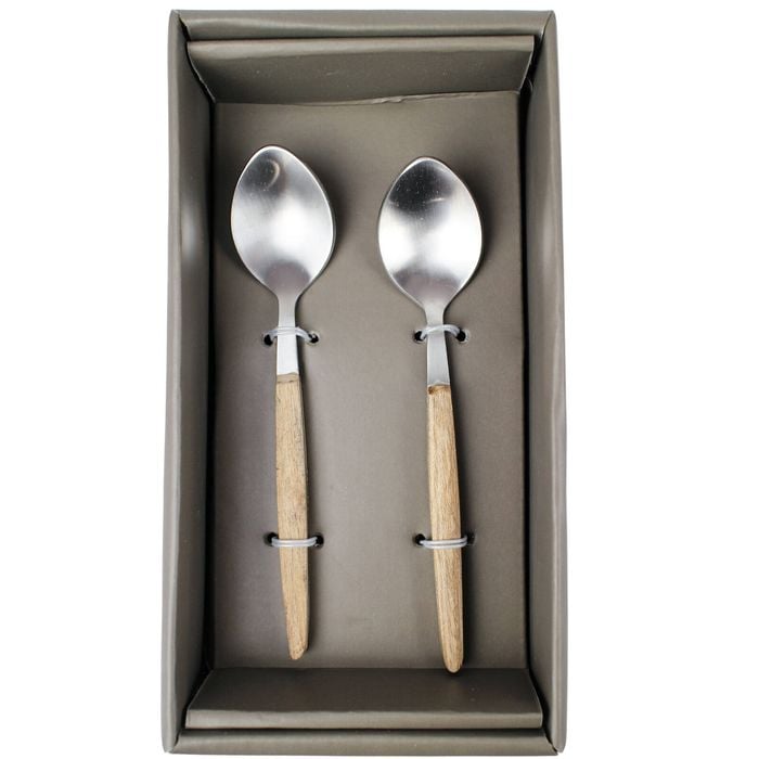 Steel And Acacia Wood Serving Spoon - 2 Piece Set