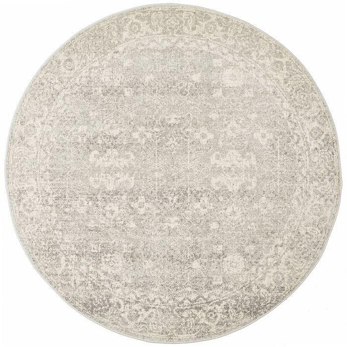 The Rug Connection Sense 252 Silver 240x240cm - Large Round Transitional Pet Friendly Indoor Rug