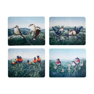 4pc Maxwell & Williams Birds Of Aus KC 10yr Anniv Cork Placemat Set 34cm Assort