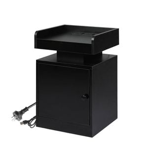 Levede LED Black BedsideTable with USB Charging Black