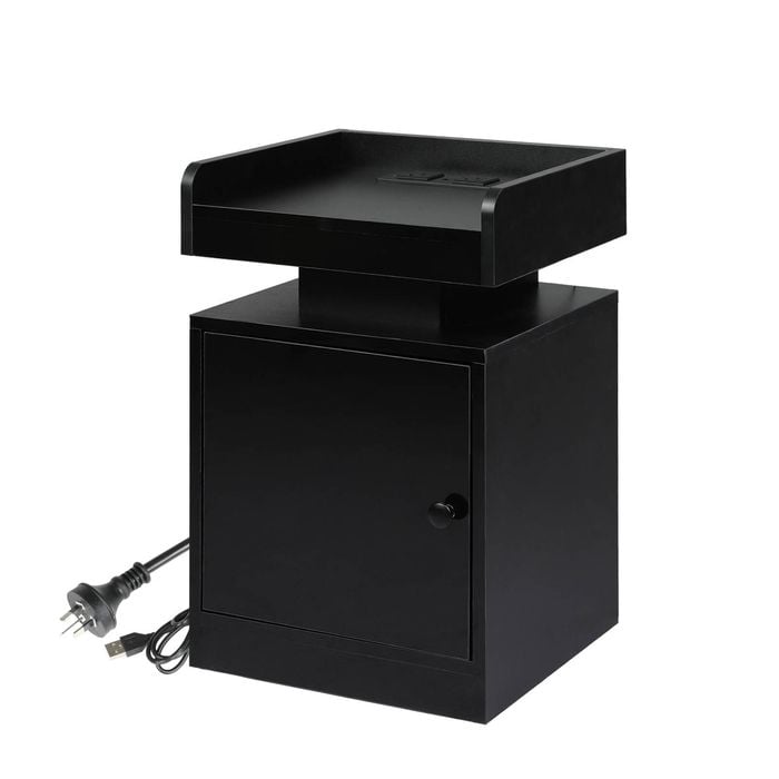 Levede LED Black BedsideTable with USB Charging Black