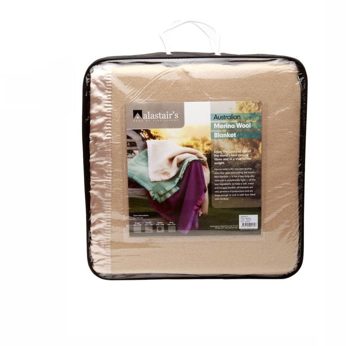 Alastairs 375GSM Australian Merino Wool Blanket Latte - Double