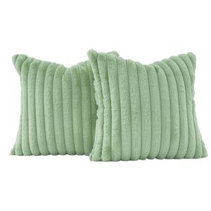 Gioia Casa Faux Fur European Pillowcases - Sage, 65x65cm