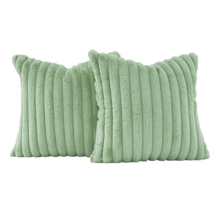 Gioia Casa Faux Fur European Pillowcases - Sage, 65x65cm