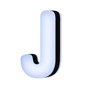 Lit Up 3D Led letter J Illuminated Opal Acrylic 100mmHx92mmWx23mmD