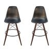 Sk Designer Living | Pack Of 2 | Replica Eames Dsw Stool | Plastic & Walnut - Black