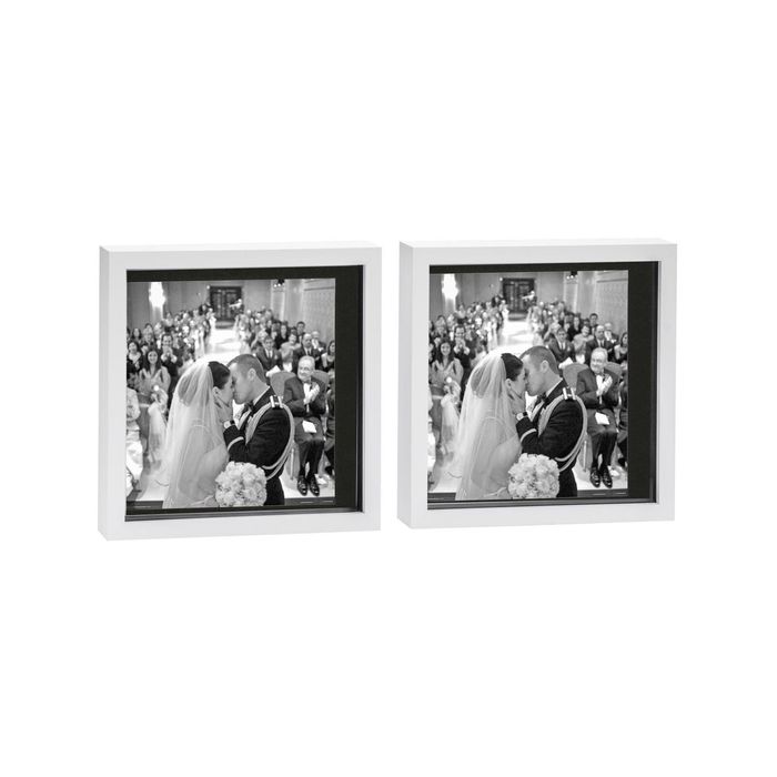 Nicola Spring 10" X 10" White 3d Box Photo Frames - 8" X 8" Mount - Pack Of 2