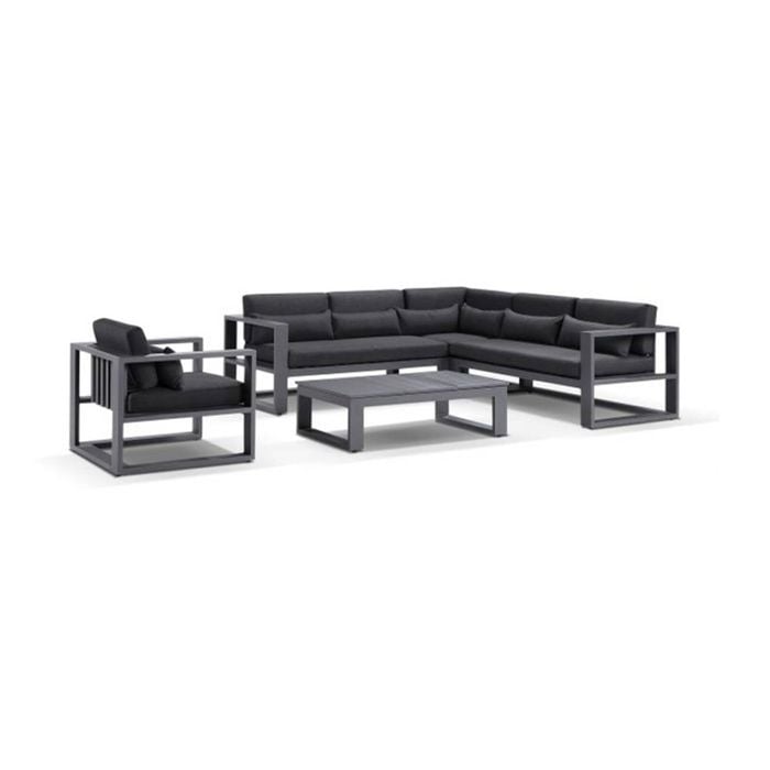 Santorini Package B In Charcoal With Denim Grey Cushions - Charcoal with Denim Grey