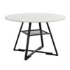 Oikiture 112cm Round Dining Table Marble-like Wooden Kitchen Furniture White&Black