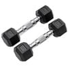 METEOR 2kg Pair Rubber Hex Dumbbells