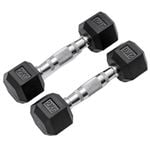 METEOR 2kg Pair Rubber Hex Dumbbells