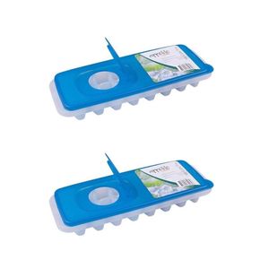 2x Appetito Ice Cube Tray w/ Pour-Through Lid Home Kitchen/Bar Essentials Blue