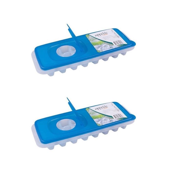 2x Appetito Ice Cube Tray w/ Pour-Through Lid Home Kitchen/Bar Essentials Blue