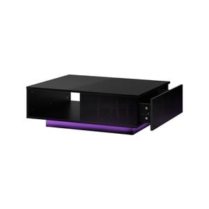 Oikiture LED Coffee Table Black