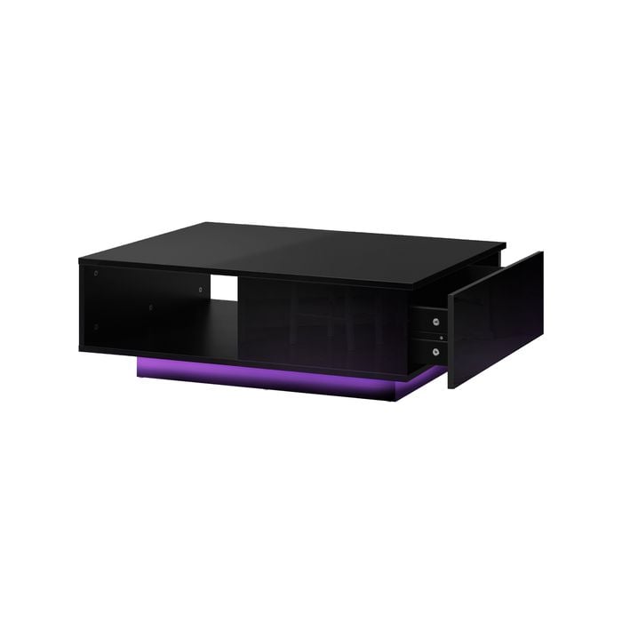 Oikiture LED Coffee Table Black
