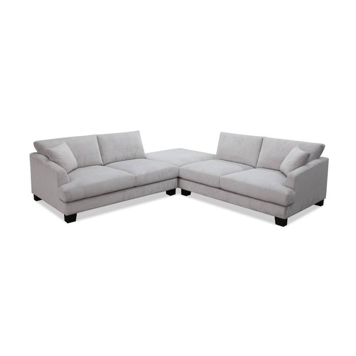 Orio 4 Seater Corner Sofa Lounge Ottoman Set Light Grey