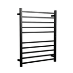 Hotwire Black 10 Bar Flat Square Heated Towel Rail With Built-In Timer