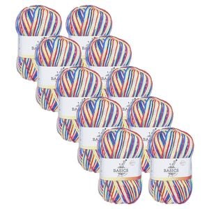 10x Malli 100g Blend Basic Poly/acrylic Fruit Salad Multi Colour Yarn