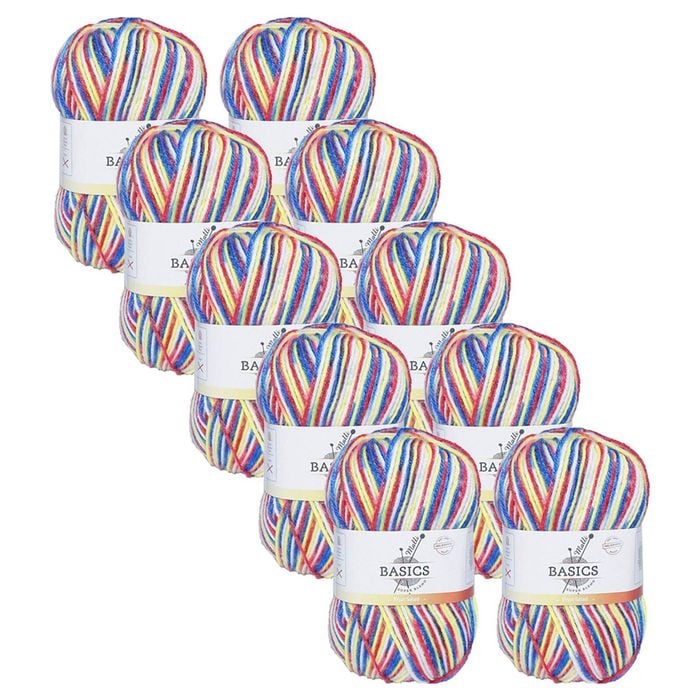 10x Malli 100g Blend Basic Poly/acrylic Fruit Salad Multi Colour Yarn