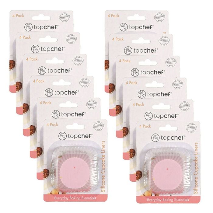12x 5pc Topchef Silicone Cupcake Liner Patties Round Multicoloured Assorted