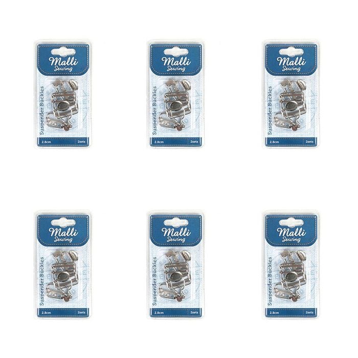 6x 2pc Malli Sewing Metal Suspender Replacement Buckles/clip 2.8cm Assorted