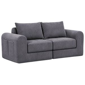 Ufurniture 172cm 2 Seater Sofa Corduroy Modular Compressed Loveseat Couch Recliner No Assembly Grey