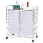 Costway 12-Drawer Storage Trolley Filing Cabinet w/Wheels Clear