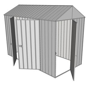 Build-a-Shed 1.5 x 3.0 x 2.3m Front Gable Single Hinged and Double Hinged Door Narrow Shed - Zinc