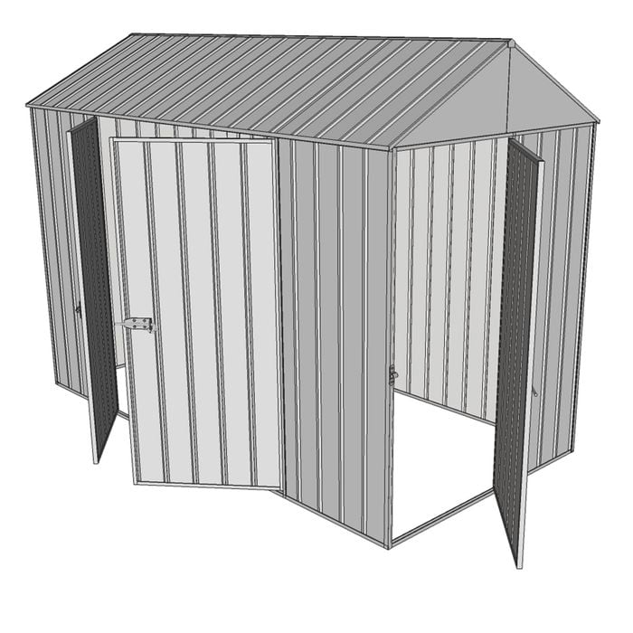 Build-a-Shed 1.5 x 3.0 x 2.3m Front Gable Single Hinged and Double Hinged Door Narrow Shed - Zinc