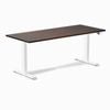 Desky Dual Dark Walnut Rubberwood Sit Stand Desk 180x75cm White Frame Leg