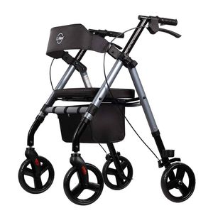 Rollator Mobility Walker with Seat and Padded Backrest - Midnight