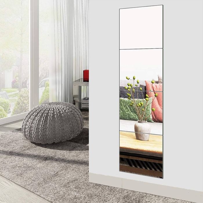Full Length Mirror Tiles 12 Inch 4Pcs Frameless Wall Set