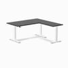 Desky L-shape Sit To Stand Black Ash Hardwood Desk 1500x1550mm White Height Adjustable Leg