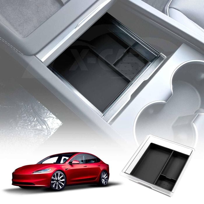 Tesla Model 3 Highland 2023-Onwards Premium Centre Console Front Organizer Tray Storage Box Black