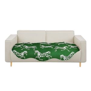SOGA Four-Seater Green Horse Print 90x260cm Throw Blanket Sofa Cover