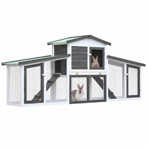 Advwin Rabbit Cage Hutch Chicken Coop Wooden Pet House 204x45x85cm