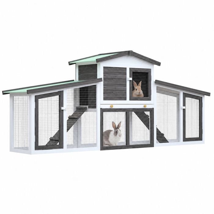 Advwin Rabbit Cage Hutch Chicken Coop Wooden Pet House 204x45x85cm