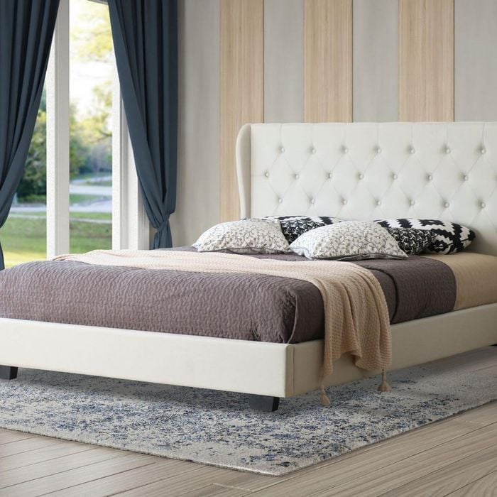 Istyle Wimbledon Queen Bed Frame Fabric Beige