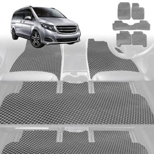 6D Diamond Car Floor Mats for Mercedes-Benz V-Class (3rd Gen, W447)2014-Current-Ultimate Set-Grey-Outback GT