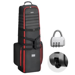 VEVOR Golf Travel Bag Black Heavy Duty 1800D Polyester Oxford with Wheels for Airline