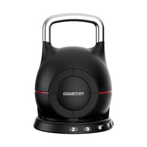Powertrain Adjustable Kettlebell 20kg 7 in 1 Weight Selection Set Quick One Hand Adjustment Secure Locking System