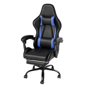 Ufurniture Gaming Chair with Headrest Lumbar Support Footrest Height Adjustable Black & Blue
