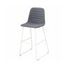 Olg Sofia Kitchen Stool White Sled Base Light Grey Vinyl Upholstered Seat