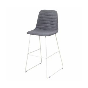 Olg Sofia Kitchen Stool White Sled Base Light Grey Vinyl Upholstered Seat