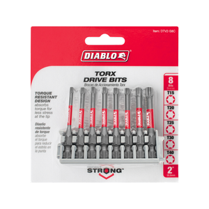 Diablo 50mm 1/4'' Torx Drive Bits - 8 Pack
