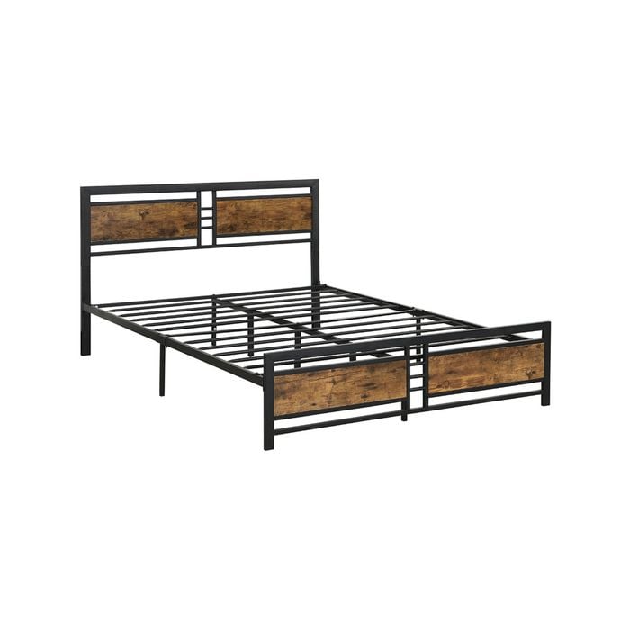 Levede Metal Bed Frame Mattress Base Platform Wooden Headboard Black - Queen