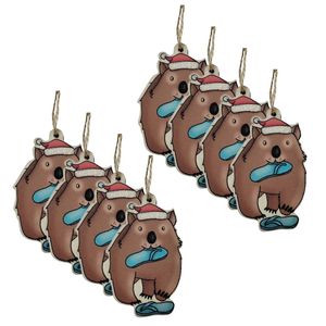 8PK Urban Renee Treml Wombats Hanging Decoration 8cm Brown Assorted