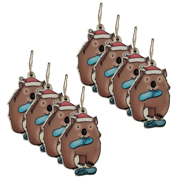 8PK Urban Renee Treml Wombats Hanging Decoration 8cm Brown Assorted